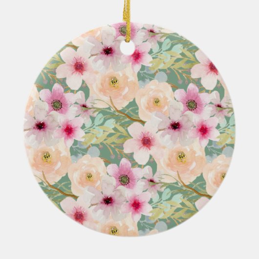 Persoonlijk BABY-dopeinding Kruis met Bloemen Keramisch Ornament (Achterkant)