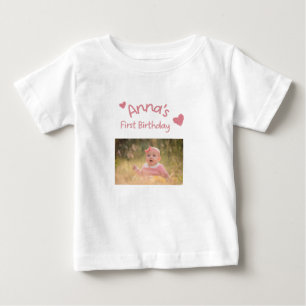 Persoonlijk baby eerste verjaardag foto T-shirt