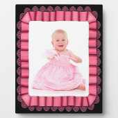 Persoonlijk Baby Foto Roze Lace Ribbon Lijst Fotoplaat (Voorkant)