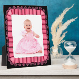 Persoonlijk Baby Foto Roze Lace Ribbon Lijst Fotoplaat
