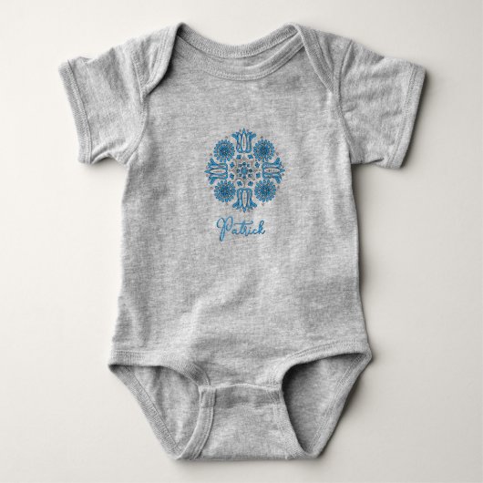 Persoonlijk baby jongens romper folk tulp (Voorkant)
