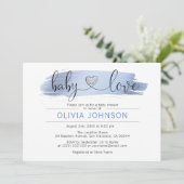 Persoonlijk Baby Love Blue White BOY Baby shower Kaart (Staand voorkant)