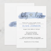 Persoonlijk Baby Love Blue White BOY Baby shower Kaart (Voorkant / Achterkant)
