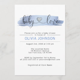 Persoonlijk Baby Love Blue White BOY Baby shower Kaart