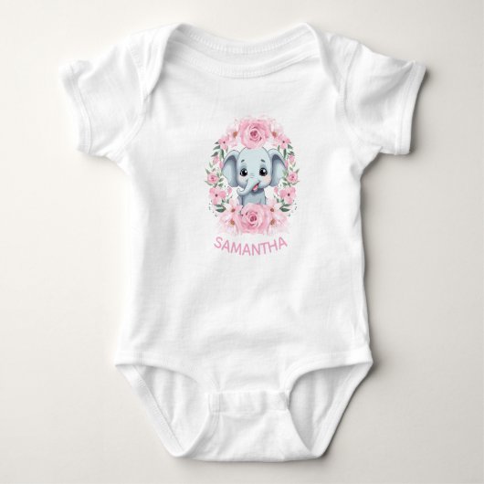 Persoonlijk Baby Olifant Rompertje Cadeau Romper (Voorkant)