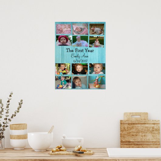 Persoonlijk Baby-Poster voor eerste jaar collage Poster (Keuken)