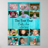 Persoonlijk Baby-Poster voor eerste jaar collage Poster (Voorkant)