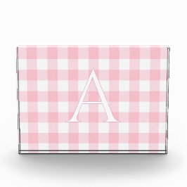 Persoonlijk baby roze geruit monogram kinderkamer fotoblokken