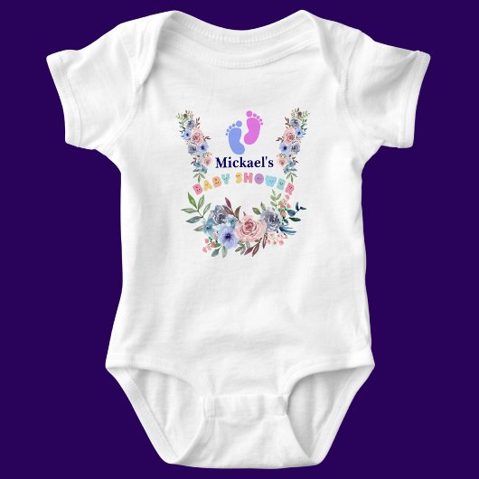 Persoonlijk Baby Shower Bloemenpatroon Romper