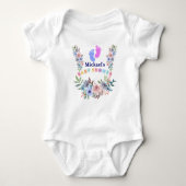Persoonlijk Baby Shower Bloemenpatroon Romper (Voorkant)