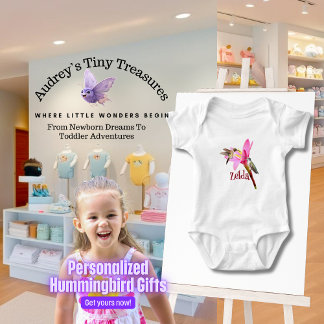 Persoonlijk baby T-shirt met kolibrie