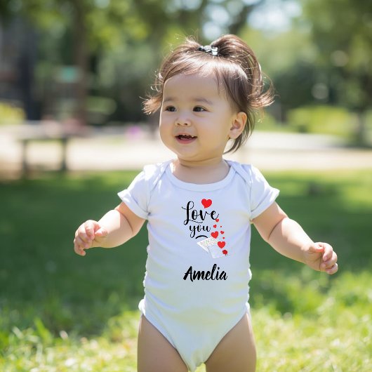 Persoonlijk baby T-shirtje 'Love You' Romper