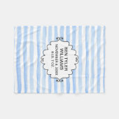 Persoonlijk babyblauw en wit gestreept fleece deken (Voorkant (Horizontaal))