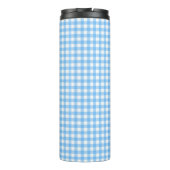 Persoonlijk babyblauw Gingham Monogram Thermosbeker (Achterkant)