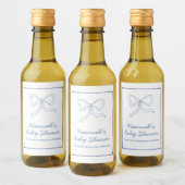 Persoonlijk babyfeest cadeau blauwe strik wijnlabe wijn etiket (Flessen)