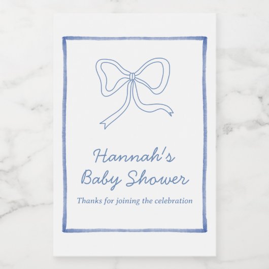 Persoonlijk babyfeest cadeau blauwe strik wijnlabe wijn etiket (Enkel label)