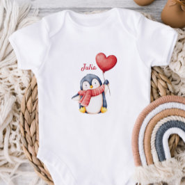 Persoonlijk babyhemdje met een schattige pinguïn romper