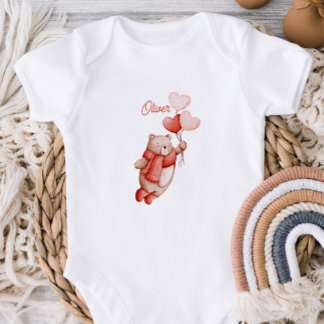 Persoonlijk babyhemdje met een waterverf teddybeer romper
