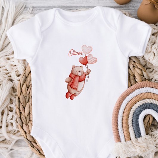 Persoonlijk babyhemdje met een waterverf teddybeer romper
