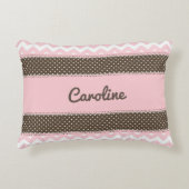 Persoonlijk babykussen - Roze en bruin Accent Kussen (Voorkant)