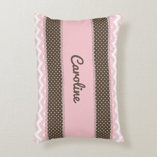 Persoonlijk babykussen - Roze en bruin Accent Kussen (Voorkant(Verticaal))