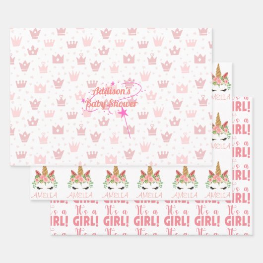 Persoonlijk babymeisje Baby shower Inpakpapier Vel (Set)