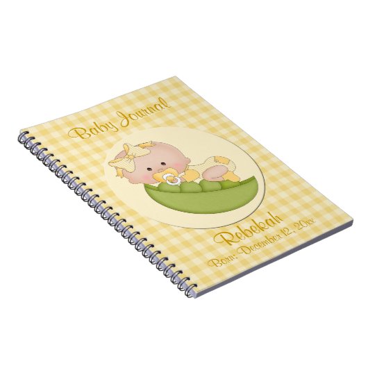 Persoonlijk babymeisje in Pod Lemon Baby Journal Notitieboek (Rechterzijde)