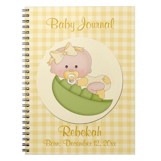 Persoonlijk babymeisje in Pod Lemon Baby Journal Notitieboek (Voorkant)