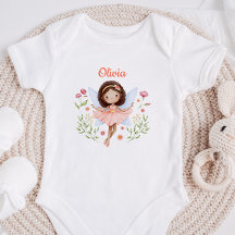 Persoonlijk babymeisjes romper met een leuke fee