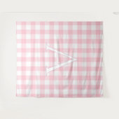 Persoonlijk babyroze geruit monogram wandkleed (Voorkant (horizontaal))