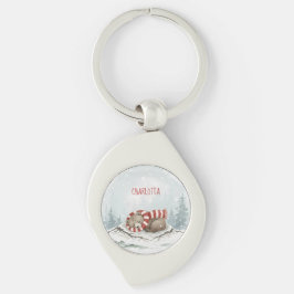persoonlijk badge slapende beer winter dier cus sleutelhanger