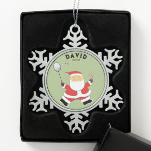 Persoonlijk badminton-verzamelobject tin sneeuwvlok ornament