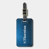 Persoonlijk Bagagelabel - Faux Blue Leather (Voorkant verticaal)