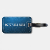 Persoonlijk Bagagelabel - Faux Blue Leather (Achterkant horizontaal)