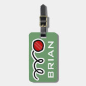 Persoonlijk bagagelabel met grappig cricketbal (Voorkant verticaal)