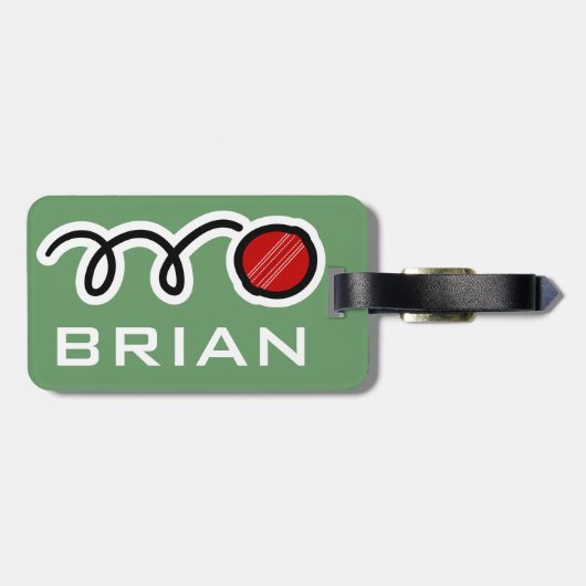 Persoonlijk bagagelabel met grappig cricketbal (Achterkant horizontaal)