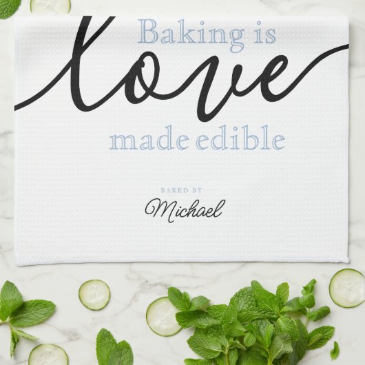 Persoonlijk baken is 'Love Made Eetble Script' Theedoek (Gevouwen)