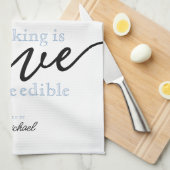 Persoonlijk baken is 'Love Made Eetble Script' Theedoek (Quarter Fold)