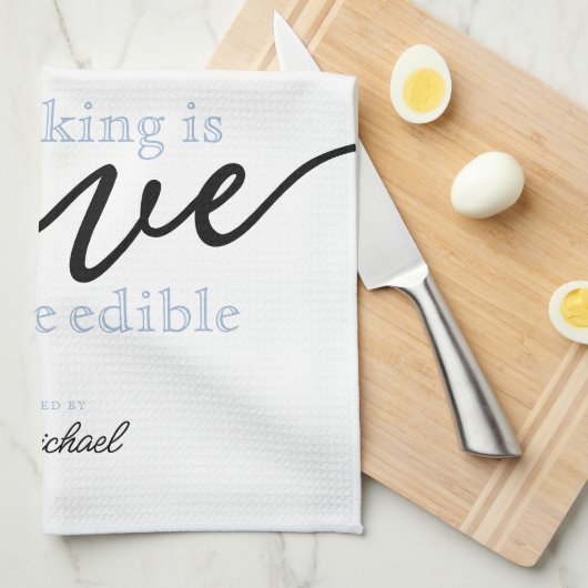 Persoonlijk baken is 'Love Made Eetble Script' Theedoek (Quarter Fold)