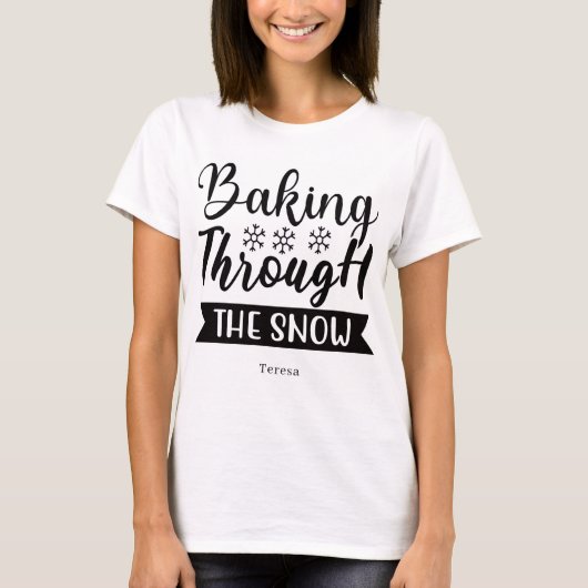Persoonlijk bakken door de sneeuw t-shirt (Voorkant)
