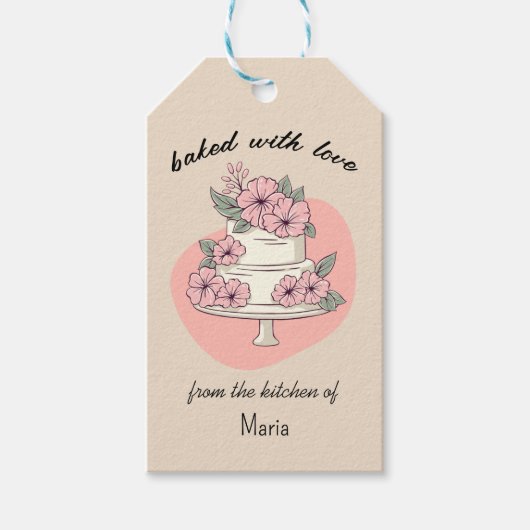 Persoonlijk bakontwerp voor bloemencake cadeaulabel (Voorkant)