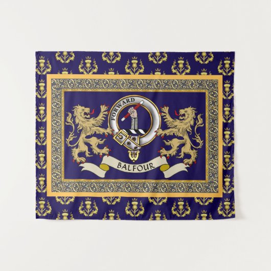 Persoonlijk Balfour Clan Badge Blauw Wandkleed (Voorkant (horizontaal))