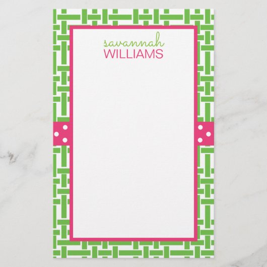 Persoonlijk Bamboe & Grosgrain Schrijfpapier (Voorkant)