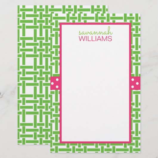 Persoonlijk Bamboe & Grosgrain Schrijfpapier (Voorkant / Achterkant)