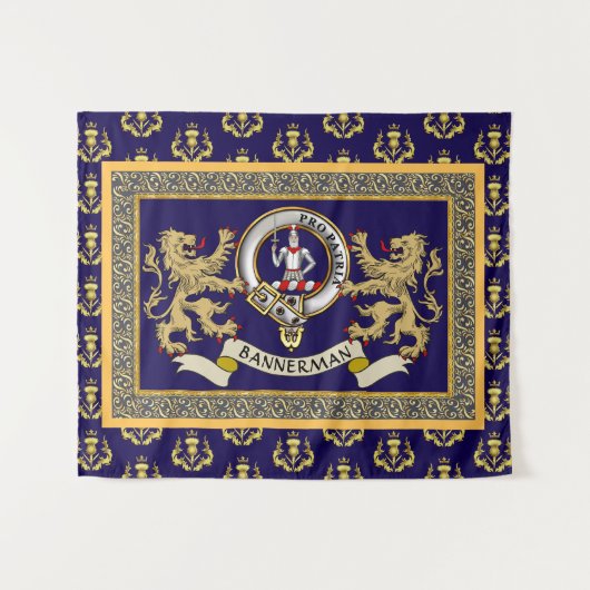 Persoonlijk Bannerman-clanbadge Blauw Wandkleed (Voorkant (horizontaal))
