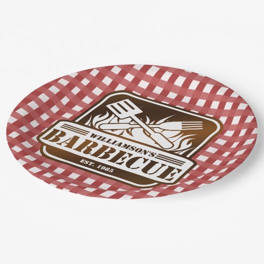 Persoonlijk barbecue papieren bordje (Gekanteld)
