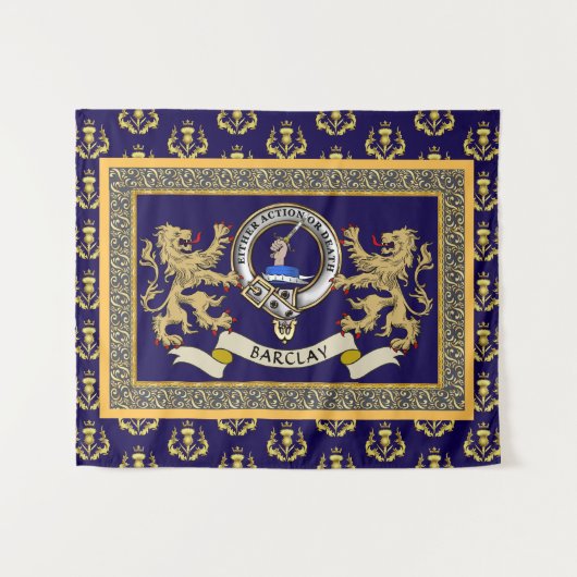 Persoonlijk Barclay Clan Badge Blauw Wandkleed (Voorkant (horizontaal))