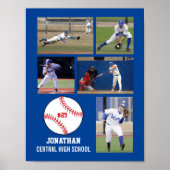 Persoonlijk Baseball 5 Foto Collage Name Team # Poster (Voorkant)