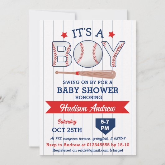 Persoonlijk Baseball Baby shower Allstar Rookie Kaart (Voorkant)
