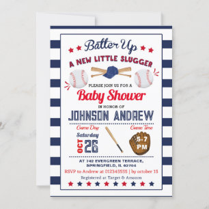 Persoonlijk Baseball Baby shower Slugger All Star Kaart
